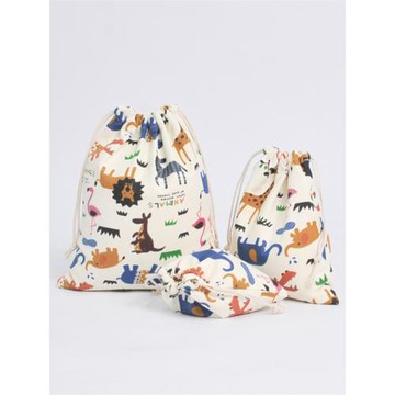 佑木包袋動物園12安帆布束口收納袋抽繩袋化妝品伴手禮小物防塵袋