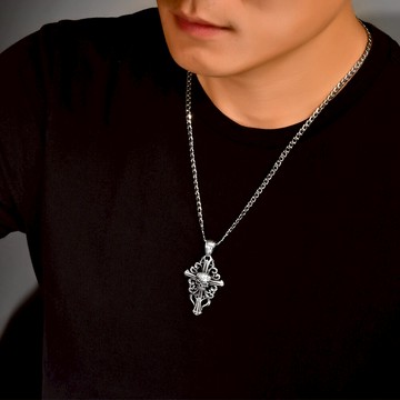 【MF select】骷髏聖徒 十字架項鍊 個性項鍊 不鏽鋼鍊 不鏽鋼項鍊 骷髏頭 金屬項鍊 十字架