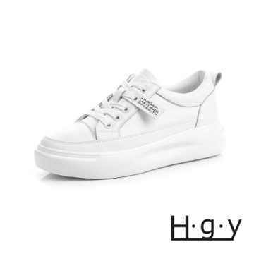 HGY-正韓-增高鞋真皮鞋織帶款小白鞋-增高4公分-白