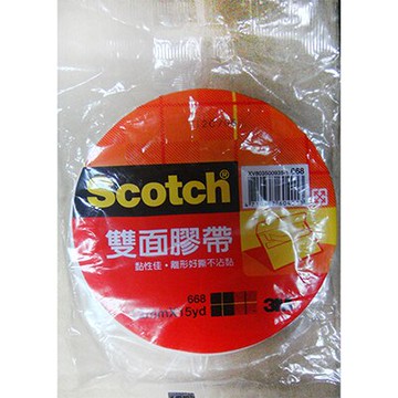 【文具通】3M Scotch 雙面 膠帶 雙面膠 668 單捲入 袋裝 18mm x 15yd E1030454【領券滿額再折千7/31止】