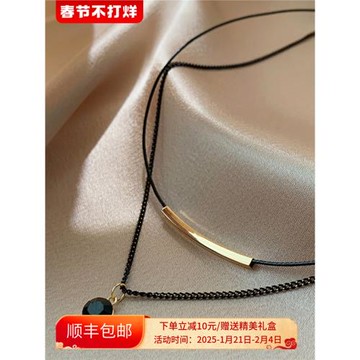 Loga.Py黑色雙層項鏈女夏小眾設計感ins冷淡風鎖骨鏈個性網紅頸鏈