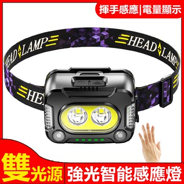 【2025 台灣現貨】戶外強光頭燈 揮手感應頭燈 智能感應頭燈 充電頭帶燈 多功能探照頭燈 運動頭燈 工作燈 LED頭燈