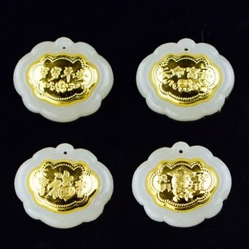 金鑲玉項鍊 和闐玉吊墜-彌月送禮精緻鎖片生日情人節禮物男女飾品4款73gf48【獨家進口】【米蘭精品】