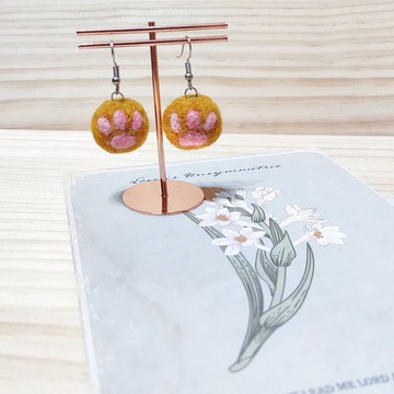 橘貓貓掌羊毛氈 鋁線耳夾 耳環