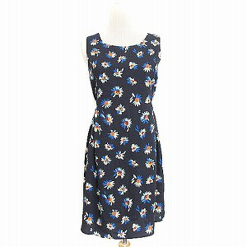 中古 未使用品 フロール バイ ルゥデルゥ Flor By Rew De Rew ワンピース ミニ ノースリーブ 花柄 38 紺 ネイビー 通販 Lineポイント最大1 0 Get Lineショッピング