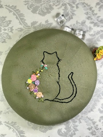 原創設計貝雷帽 新款春秋刺繡帽子 handmade embroidery beret