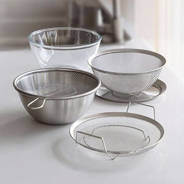 304不鏽鋼廚房料理瀝水盆/耐熱玻璃調理碗6件組 單一規格