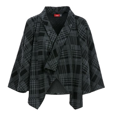 熱活披肩式格紋外套-黑灰格(女266268234)