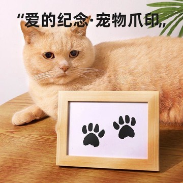 💕新款臻選+99免運🚚寵物爪印紀念手印貓咪足跡卡狗狗腳印掌印印泥貓爪子留念相框擺臺