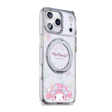 APBS 三麗鷗 iPhone 18/17/16/15/14/13/12系列 360旋轉磁吸立架殼-櫻花美樂蒂