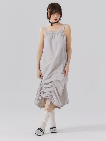 Front shirring dress [LIGHT GRAY]