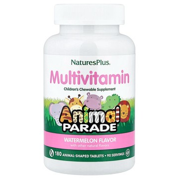 NaturesPlus, Animal Parade®，兒童多維生素咀嚼片，西瓜味，180 片動物狀片劑