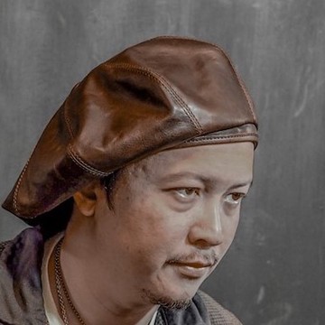 Leather Beret 植鞣革貝雷帽 - 深咖