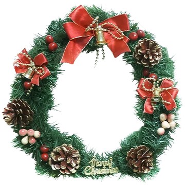 MODACore 摩達客 11吋可愛蝴蝶結聖誕花圈  紅金色系  直徑約25cm  1個