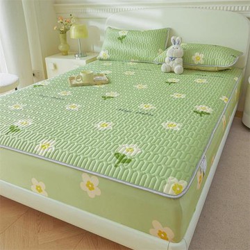 親膚乳膠涼感冰絲床笠裸睡三件套床罩單件防滑涼席床墊保護套涼爽