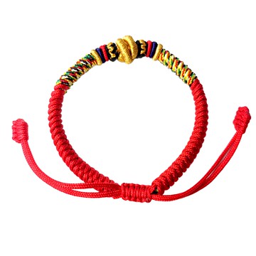 財源無限 金剛結五色線手鍊 - 可調整手圍  14~18cm  紅色