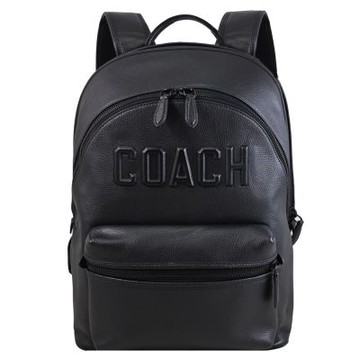 COACH CHARTER 品牌立體LOGO商旅雙層拉鍊後背包(黑)