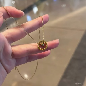 🔥限時下殺🔥S925純銀羅馬數字轉運盤雙環項鏈女輕奢ins高級感簡約吊墜鎖骨鏈