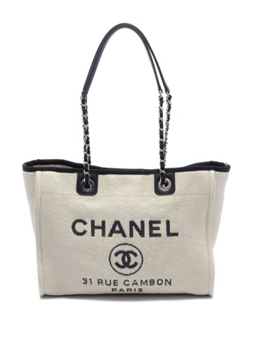 CHANEL Pre-Owned - 2016-2017 Deauville tote bag - women - Straw/Leather - One Size - White