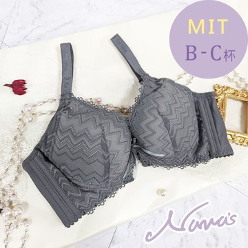 【露娜斯】倫敦雨夜。B-C杯 軟鋼圈低脊心集中爆乳包覆防副乳機能內衣【灰】台灣製 U27911