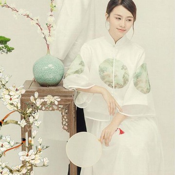 攝影道具團扇古典中國風古風女式小圓扇古裝漢服宮廷舞蹈表演扇子