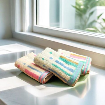 【台灣雲林毛巾】圈圈緞條純棉毛巾 (6條毛巾組)  台灣毛巾 雲林製造