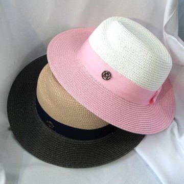 熙典新款寬檐草帽爵士禮帽白粉色灰色拼色防曬遮陽帽子女夏天韓
