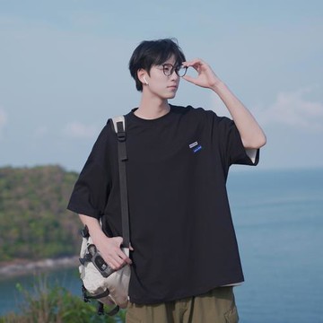 男生短袖t恤夏季純棉五分袖體恤日系cityboy上衣潮流簡約寬松半袖