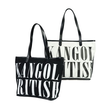 KANGOL 側背包 米白 / 黑 字母LOGO 滾邊 A4大容量 托特包 65551711-