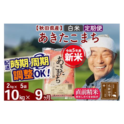 ふるさと納税 秋田県 北秋田市 《定期便9ヶ月》＜新米＞秋田県産 あきたこまち 10kg(2kg小分け袋) 令和5年産 配送時期選べる 隔月お届けOK お米 おお…