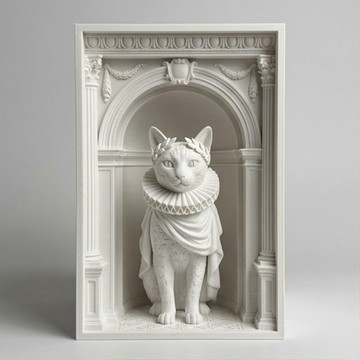 貓咪 (Oshicat) 3D 列印書架擺飾 白色 PLA 書架裝飾