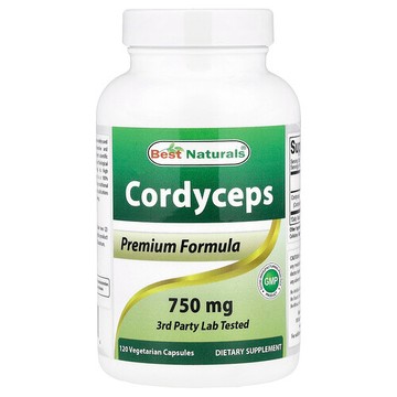 Best Naturals, 蟲草，750 毫克，120 粒素食膠囊