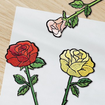 【刺繡布貼】玫瑰花組合  (三入)