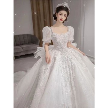 輕婚紗2025新款新娘小個子法式主婚奢華重工高級質感大碼孕婦簡約