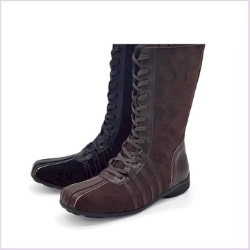 中筒靴 馬丁靴 拳擊靴 復古羊絨中筒復古機能運動德訓綁帶靴馬汀靴拳擊靴 ROBINLO (RILLA 摩登可可/夜影黑)