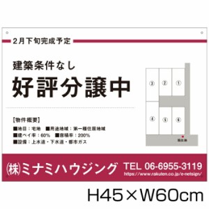 分譲看板 アルミ複合板３mm H45×W60cm 不動産 分譲地看板 売り物件 売地看板 好評分譲中 売家 新規分譲 bunjou-05