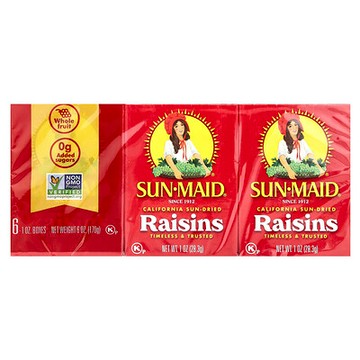 Sun-Maid, 加州葡萄乾，6 盒，每盒 1 盎司（28.3 克）