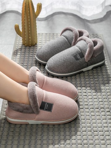 包跟棉拖鞋女秋冬季室內防滑厚底保暖加絨男家用月子棉鞋冬帶后跟