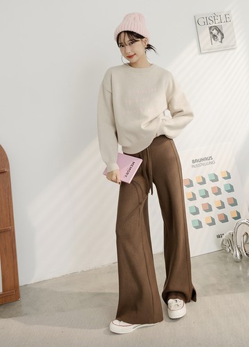 超滑順針織寬褲