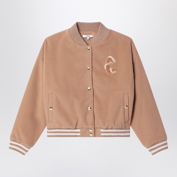 Peach-pink wool blend bomber jacket