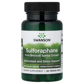 Swanson Vitamins, 來自西蘭花芽提取物的蘿卜硫素，400 微克，60 粒全素膠囊