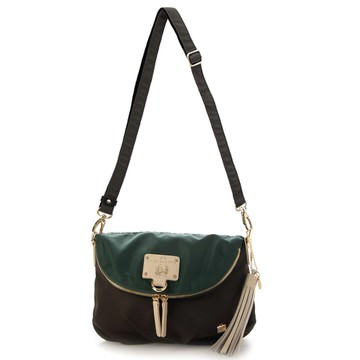 LA BAGAGERIE防潑水後背/斜背/單肩三用包(綠x巧克力)