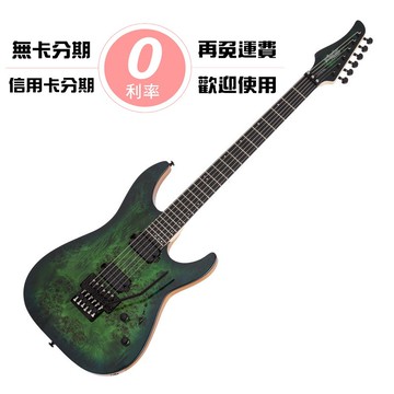 唐尼樂器分期免運 schecter c-6 fr pro aqb 漸層透明綠 原木樹瘤 無搖座