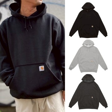 Carhartt卡哈特 美國版K121 袋鼠口袋連帽T 男女 美版休閒重磅刷毛長袖上衣 時尚潮流素面寬鬆運動大學T恤衛衣