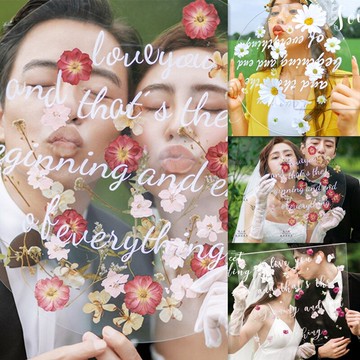 森系外景拍照創意粘花英文亞克力透明手拿板道具婚禮場景裝飾擺件