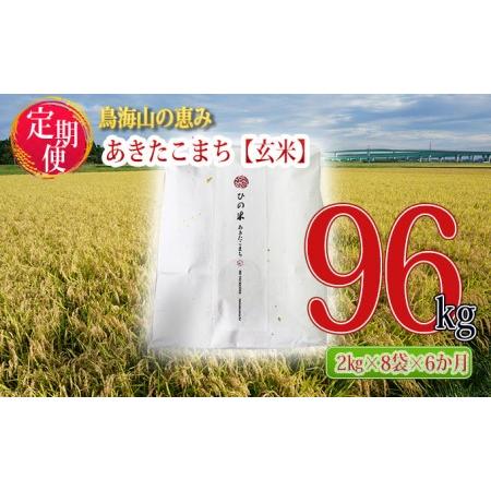 ふるさと納税 《定期便》16kg×6ヶ月 秋田県産 あきたこまち 玄米 2kg×8袋 神宿る里の米「ひの米」（お米 小分け） 秋田県にかほ市