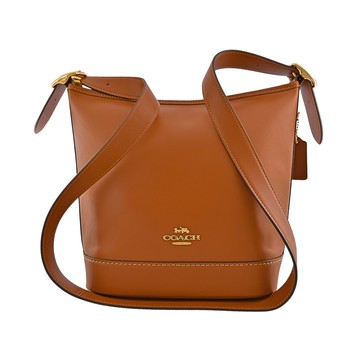 COACH太妃糖素面全皮斜背水桶包