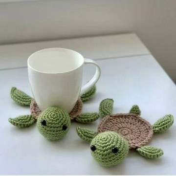 ✨動感 優選✨創意成品 手工鉤織 可愛 小烏 龜 桌面 墊茶杯保溫杯隔熱墊馬克杯杯墊