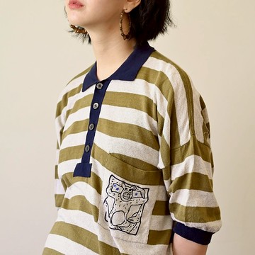 【NaSuBi Vintage】對色條紋針織古著上衣