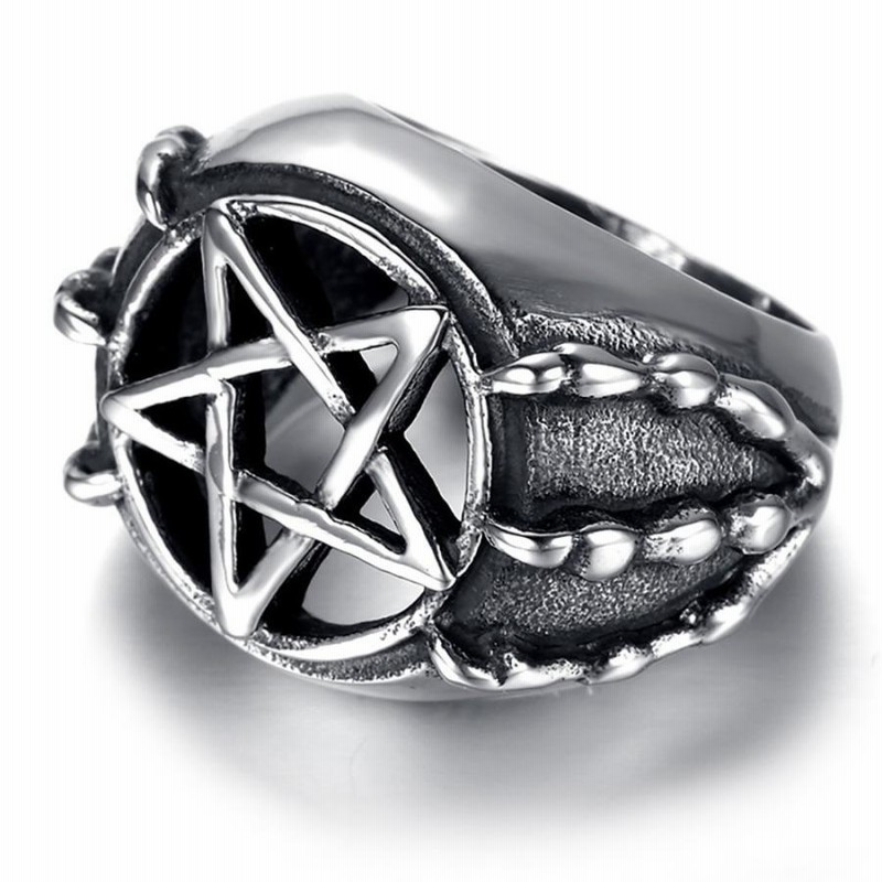 リング 五芒星 スカル 骨 手 指輪 シルバーアクセサリー ヒップホップ アクセサリー ジュエリー ジュエル クラブ メンズ レディース 男女兼用 ユニセックス 通販 LINEポイント最大0.5%GET LINEショッピング ユニセックス メンズ レディース リング 指輪 シルバー 骸骨